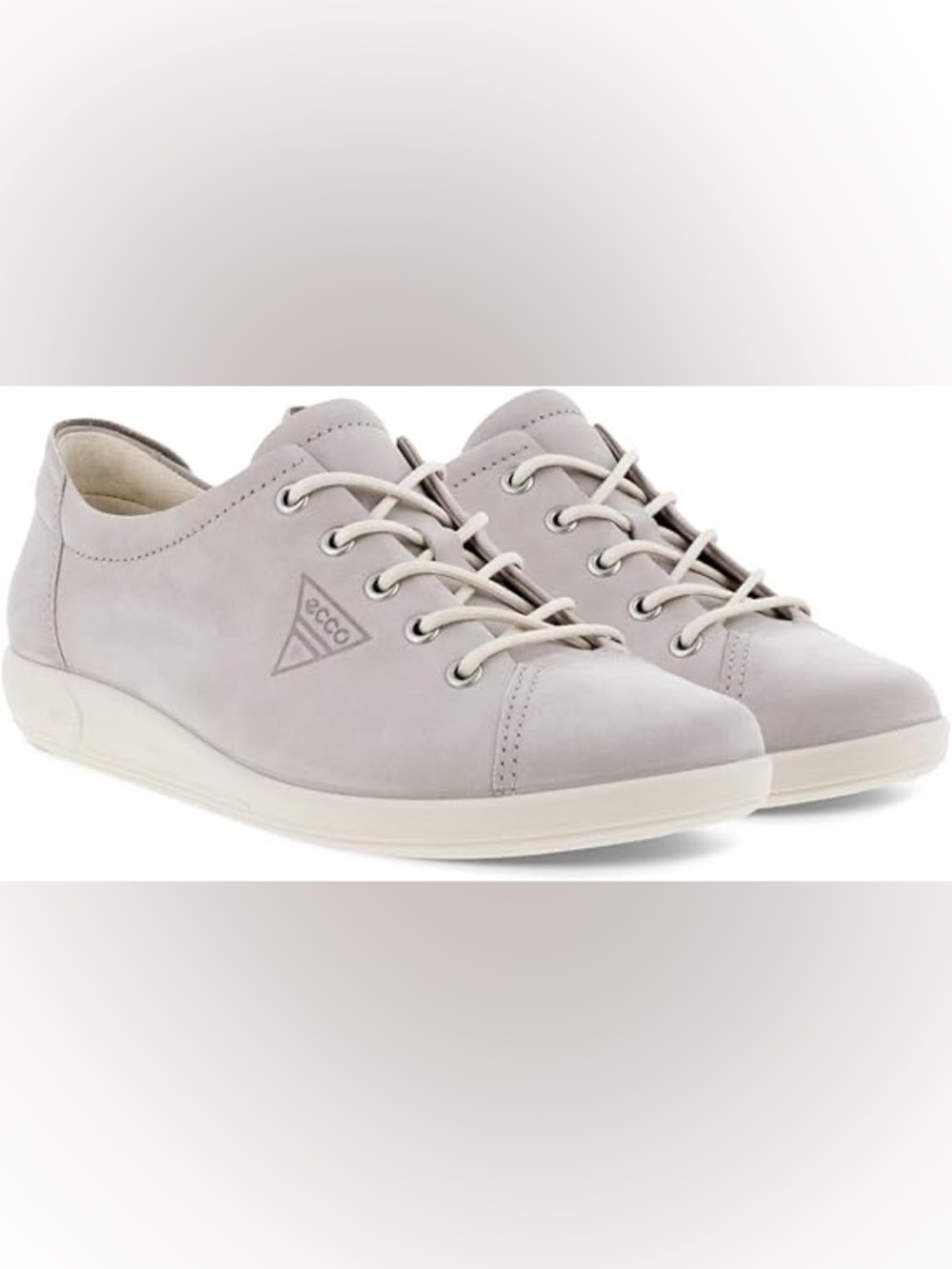 ECCO SOFT 2.0 in Light Gray Leather Lace-Up Sneakers